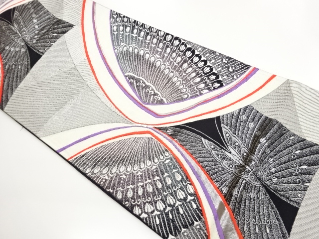 JAPANESE KIMONO / FUKURO OBI / WOVEN ABSTRACT BUTTERFLY